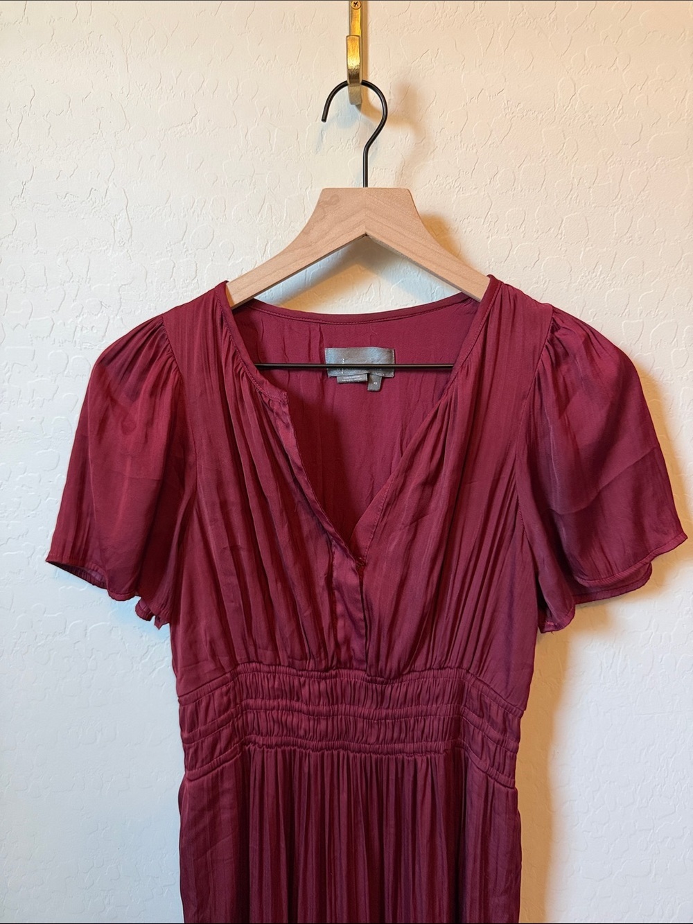 Anthropologie The Somerset Satin Maxi Dress in Wine Size XS - Picture 4 of 7